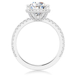 Pear Shaped Moissanite Engagement Ring with Hidden Halo