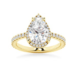 Pear Shaped Moissanite Engagement Ring with Hidden Halo