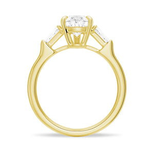 Pear-Shaped Moissanite Engagement Ring with Tapered Baguette Side Stones