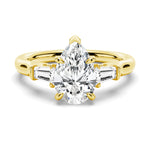 Pear-Shaped Moissanite Engagement Ring with Tapered Baguette Side Stones