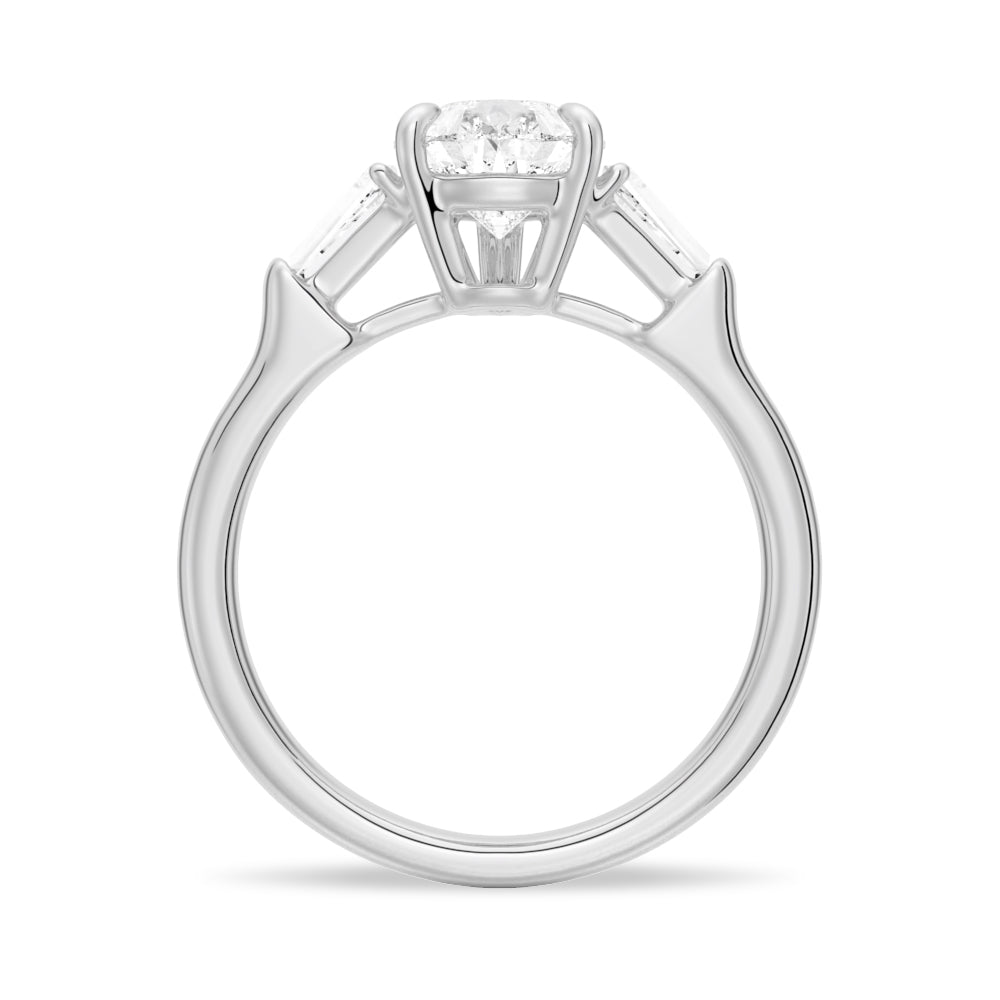 Pear-Shaped Moissanite Engagement Ring with Tapered Baguette Side Stones