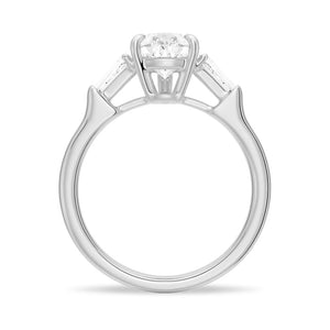 Pear-Shaped Moissanite Engagement Ring with Tapered Baguette Side Stones