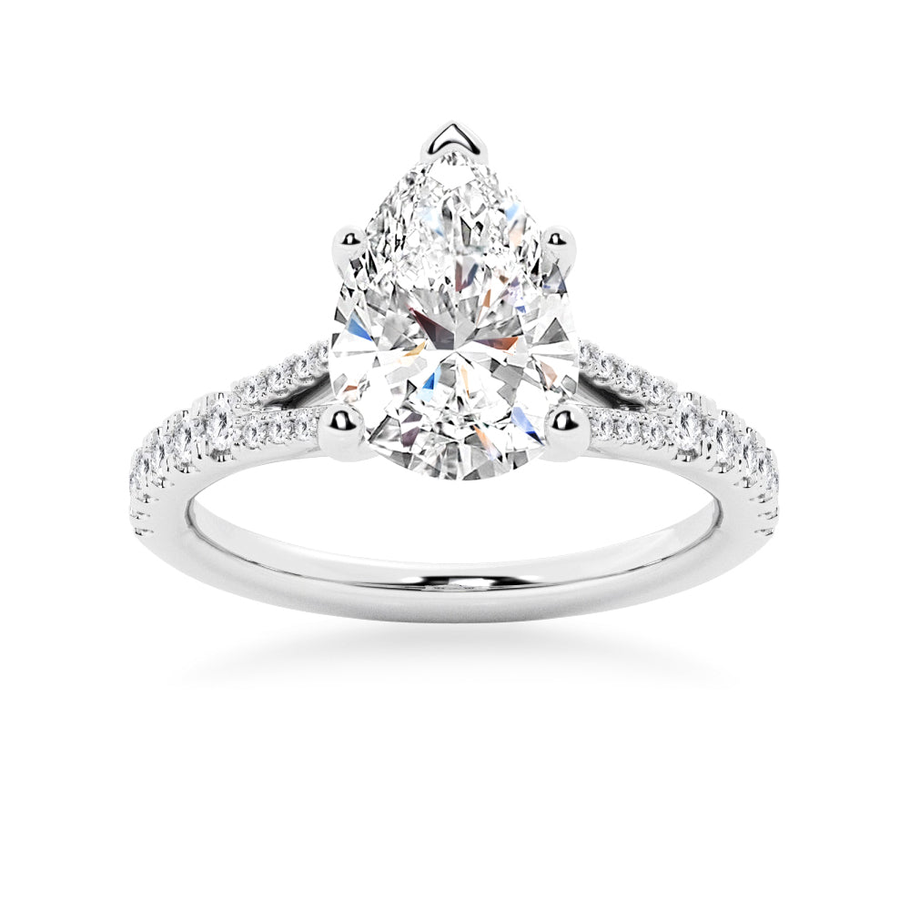 Pear Shaped Split-Shank Moissanite Engagement Ring