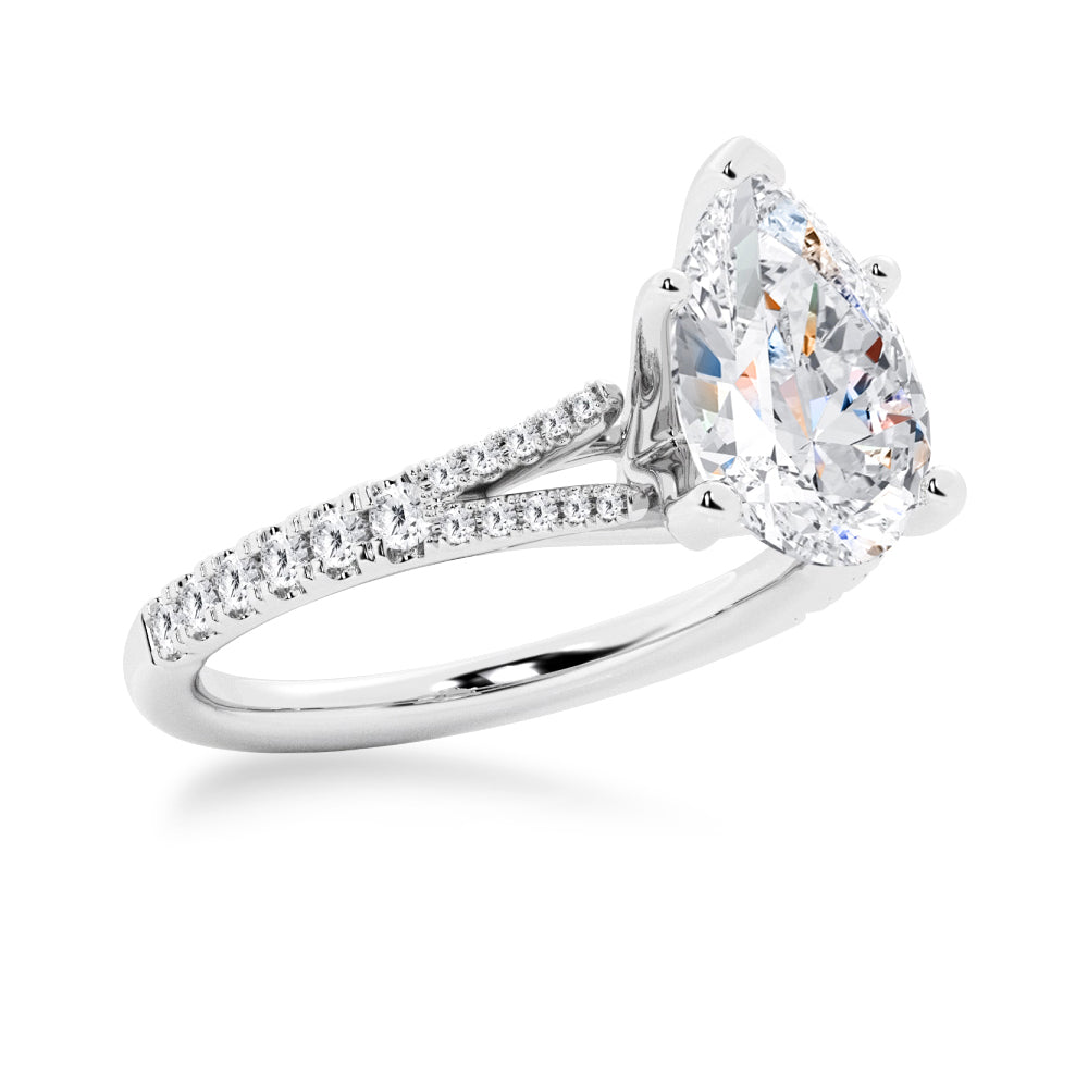 Pear Shaped Split-Shank Moissanite Engagement Ring