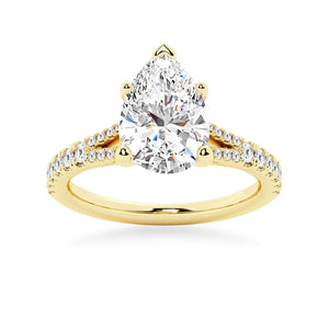 Pear Shaped Split-Shank Moissanite Engagement Ring