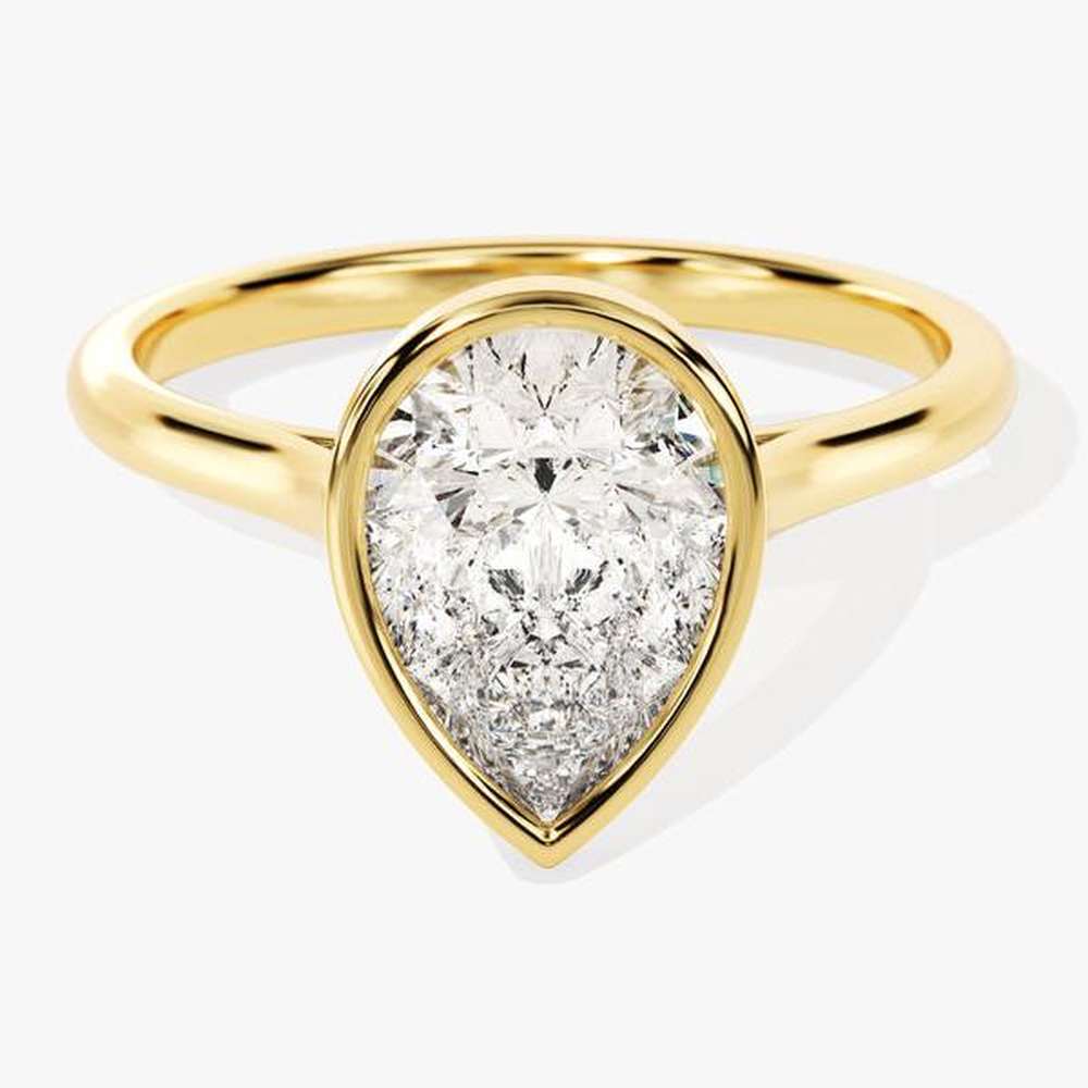 Pear Solitaire Bezel Set Moissanite Engagement Ring