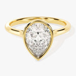 Pear Solitaire Bezel Set Moissanite Engagement Ring