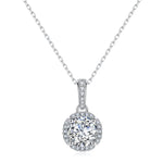 Petal Pave Set Round Moissanite Necklace