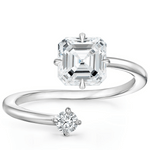 Petite Brilliant Asscher Moissanite Engagement Ring