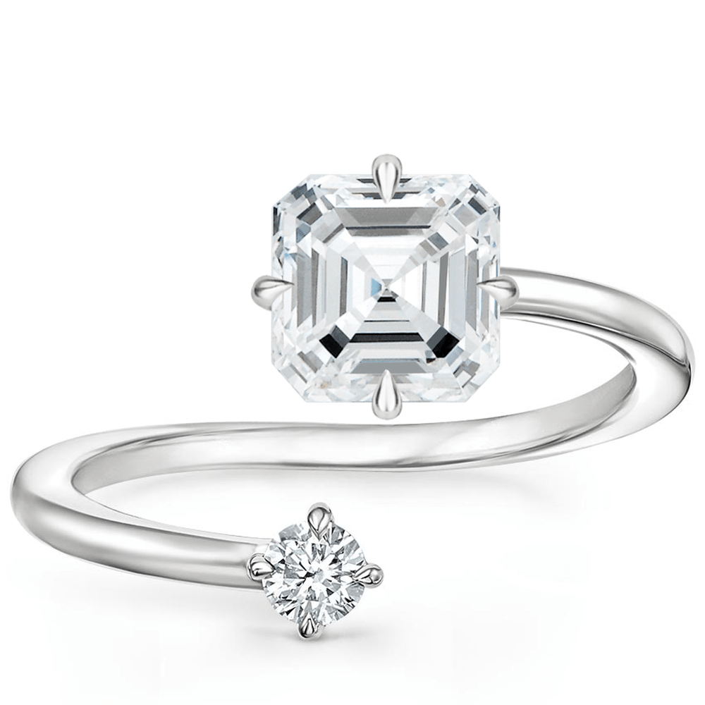Petite Brilliant Asscher Moissanite Engagement Ring