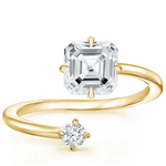 Petite Brilliant Asscher Moissanite Engagement Ring
