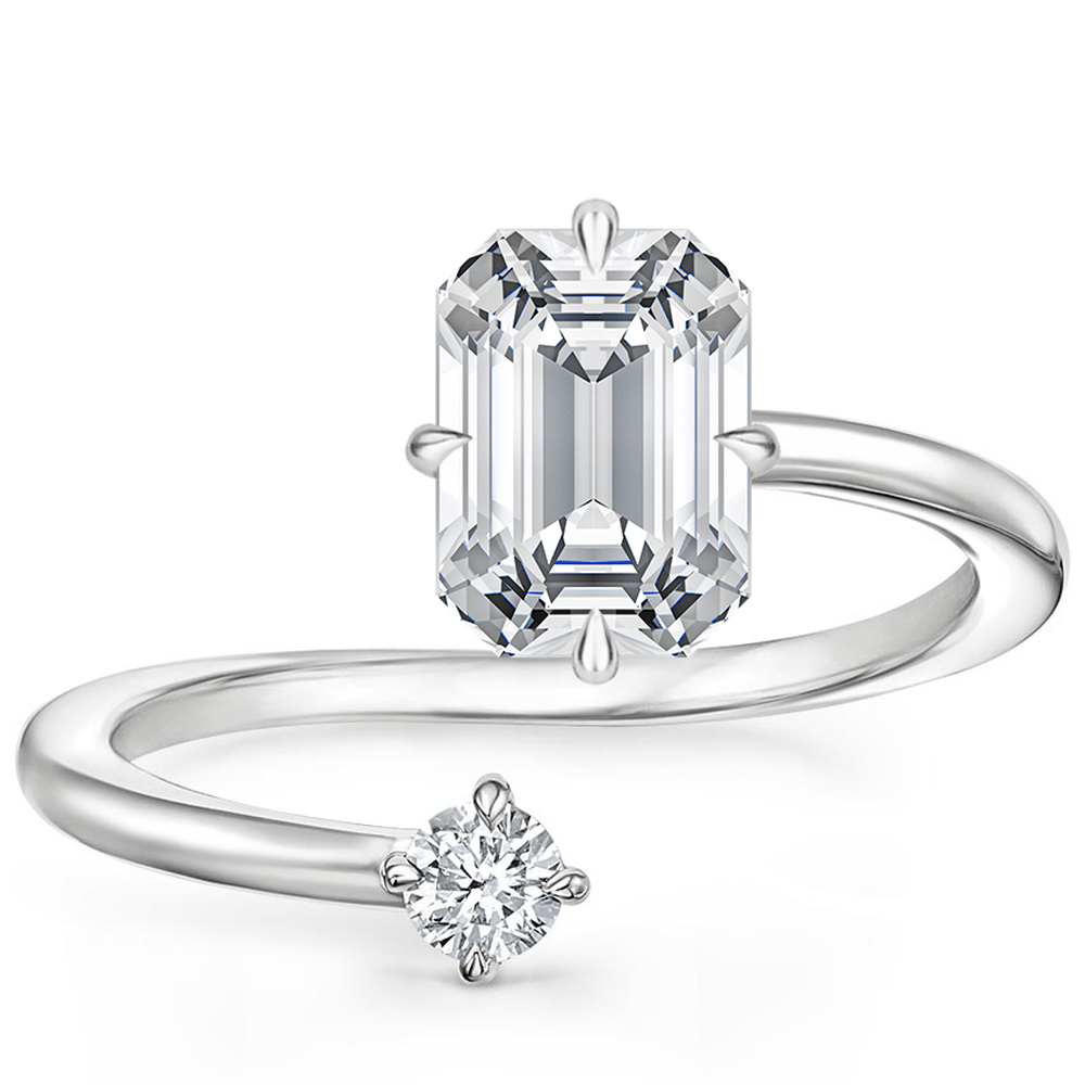 Petite Brilliant Emerald Moissanite Engagement Ring