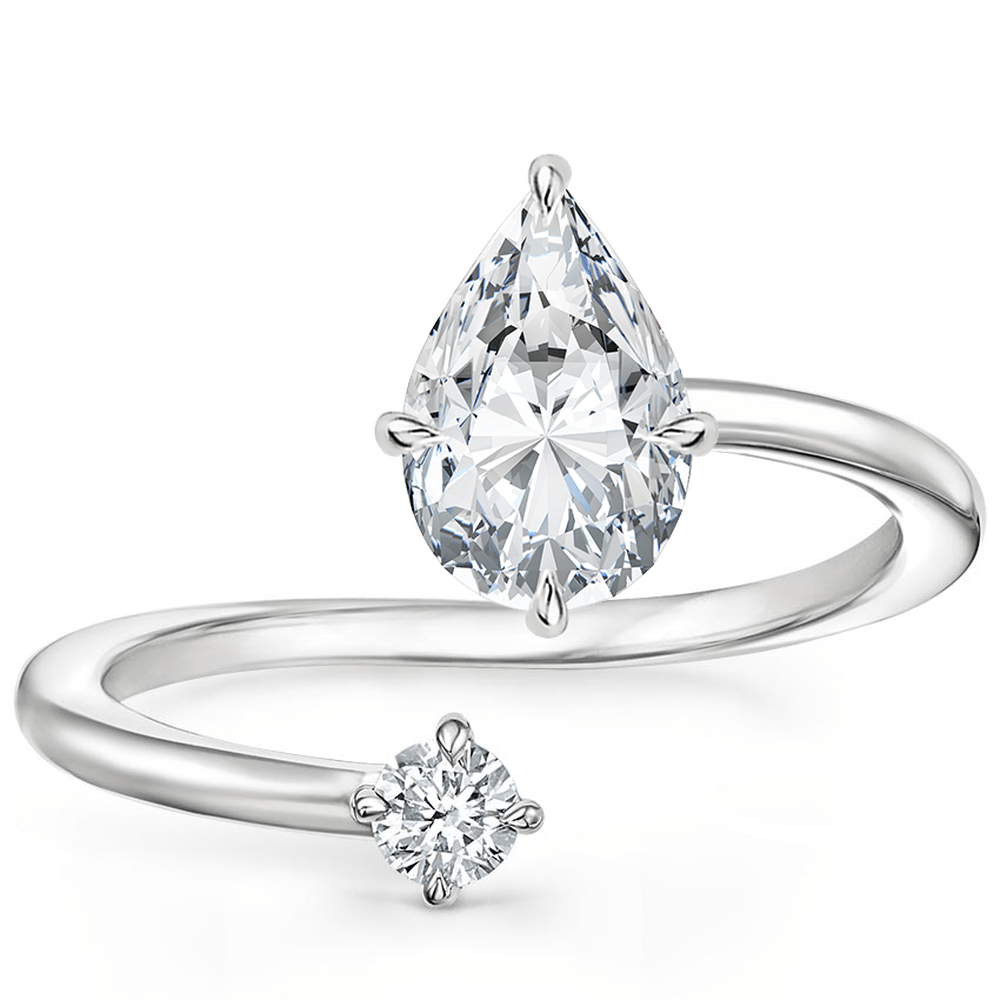 Petite Brilliant Pear Moissanite Engagement Ring