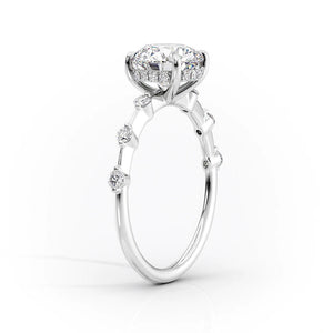 Petite Cushion Cut Moissanite Engagement Ring with Hidden Halo