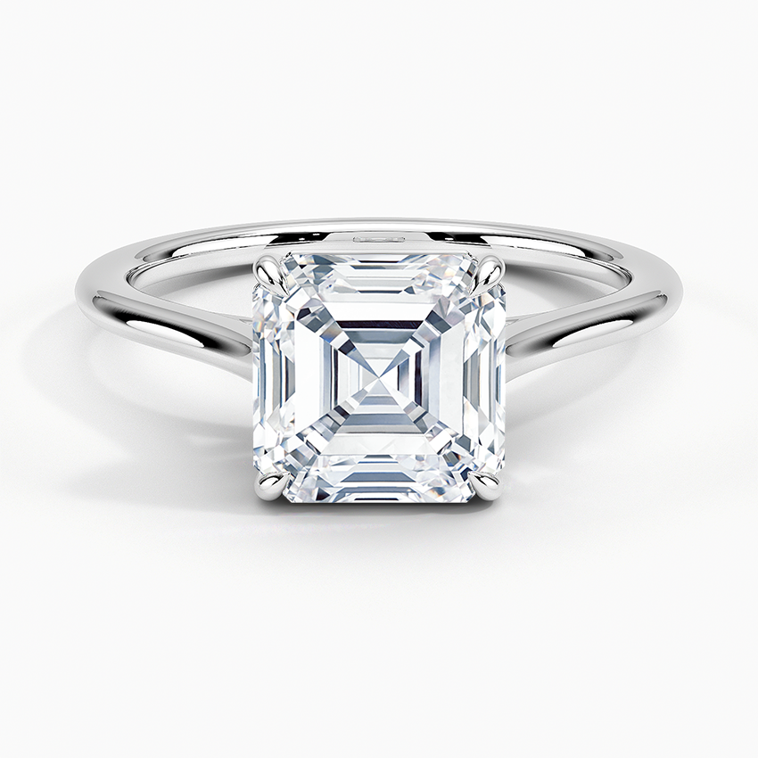 Petite Four Prong Solitaire Asscher Moissanite Ring