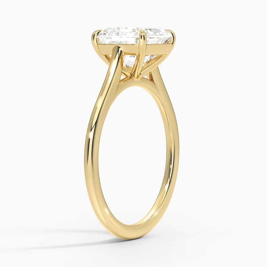 Petite Four Prong Solitaire Asscher Moissanite Ring