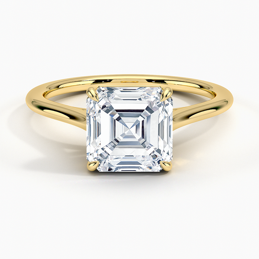 Petite Four Prong Solitaire Asscher Moissanite Ring
