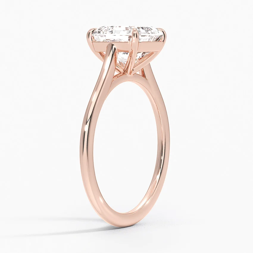 Petite Four Prong Solitaire Asscher Moissanite Ring