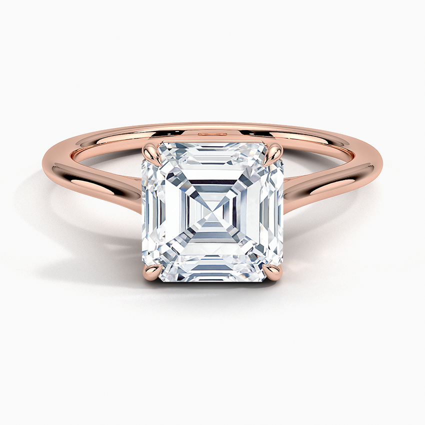 Petite Four Prong Solitaire Asscher Moissanite Ring