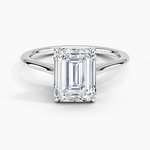 Petite Four Prong Solitaire Emerald Moissanite Ring