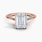 Petite Four Prong Solitaire Emerald Moissanite Ring