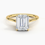 Petite Four Prong Solitaire Emerald Moissanite Ring