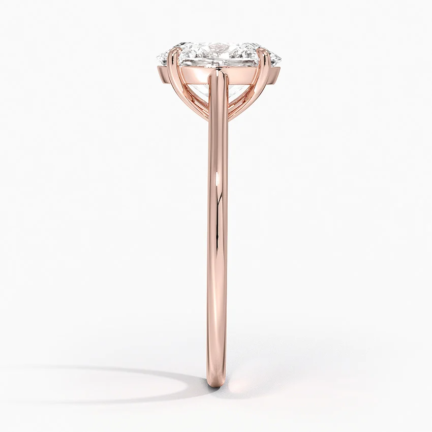 Petite Four Prong Solitaire Oval Moissanite Ring
