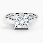 Petite Four Prong Solitaire Princess Moissanite Ring