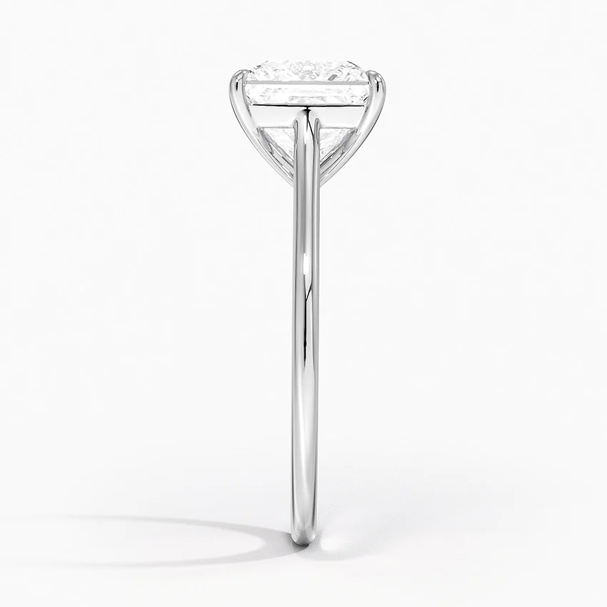 Petite Four Prong Solitaire Princess Moissanite Ring