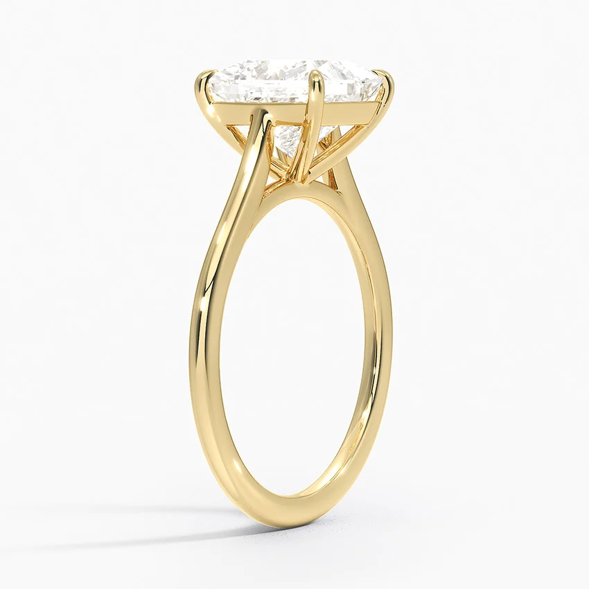 Petite Four Prong Solitaire Princess Moissanite Ring
