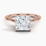 Petite Four Prong Solitaire Princess Moissanite Ring