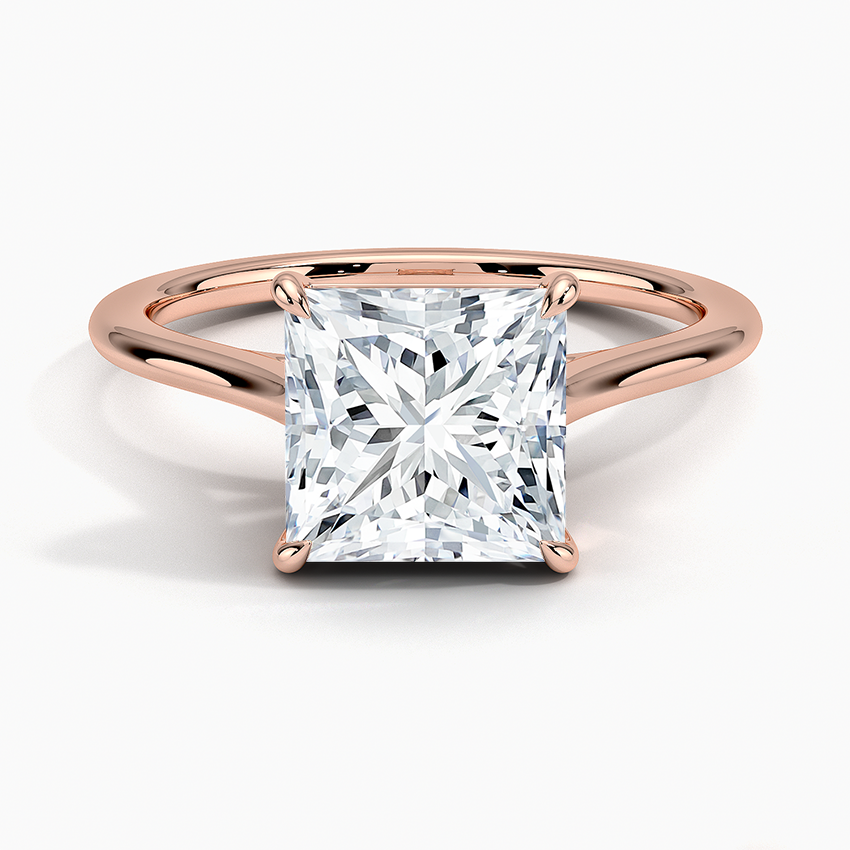 Petite Four Prong Solitaire Princess Moissanite Ring