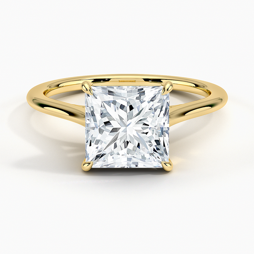 Petite Four Prong Solitaire Princess Moissanite Ring