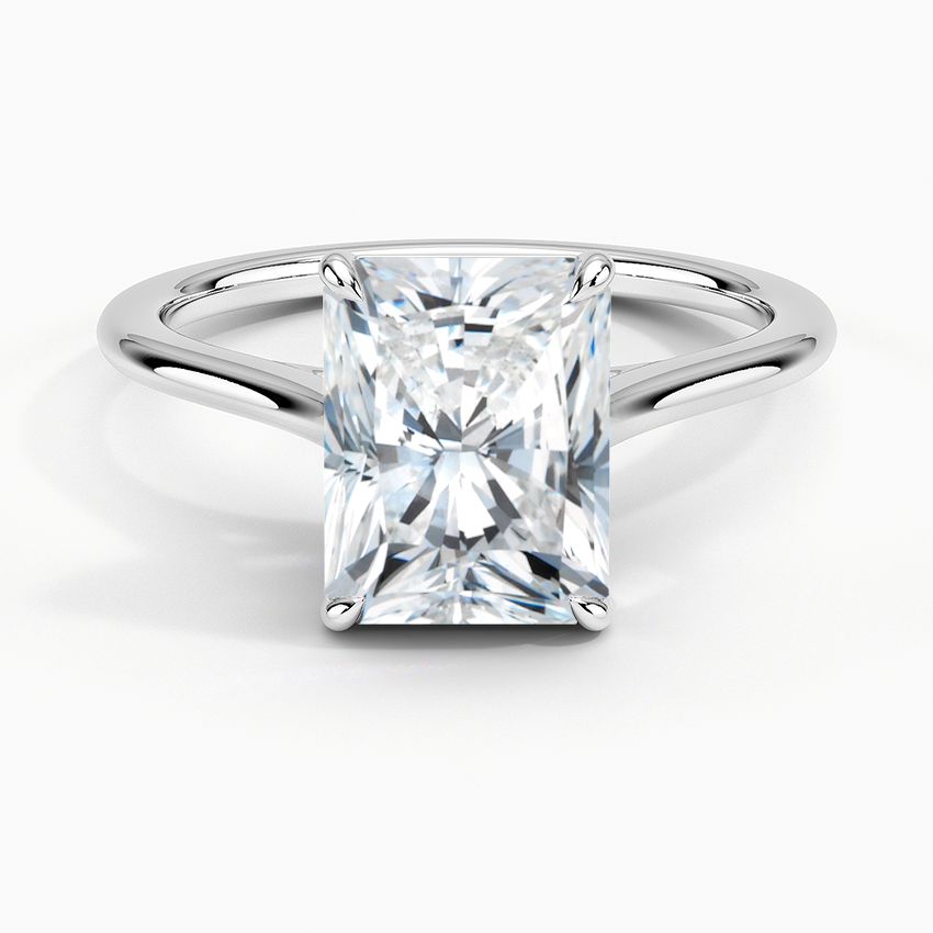 Petite Four Prong Solitaire Radiant Moissanite Ring