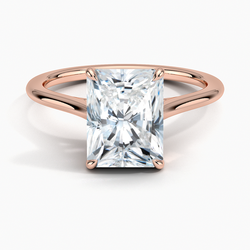 Petite Four Prong Solitaire Radiant Moissanite Ring