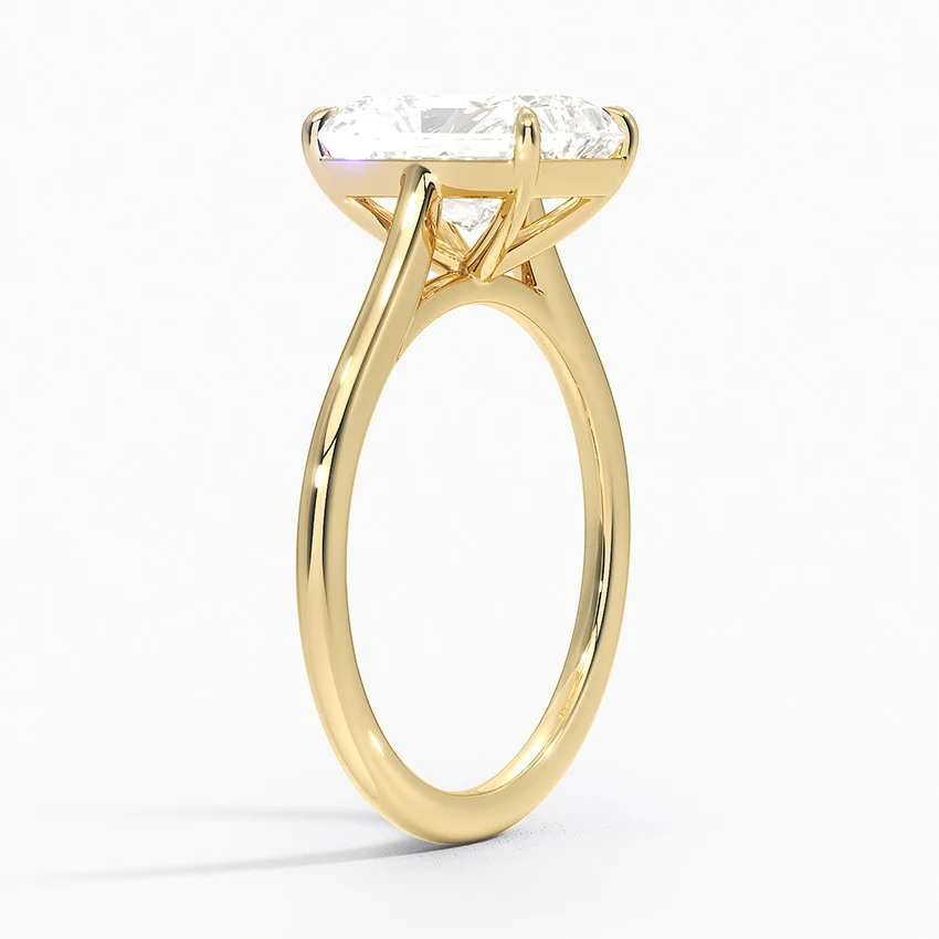 Petite Four Prong Solitaire Radiant Moissanite Ring