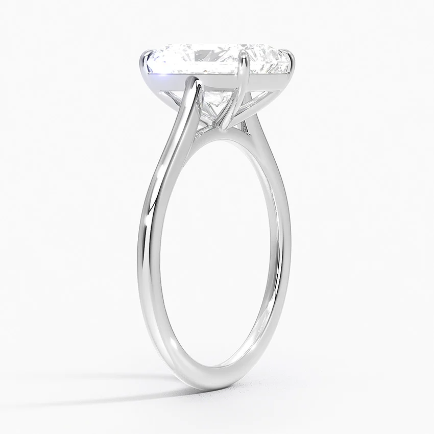 Petite Four Prong Solitaire Radiant Moissanite Ring