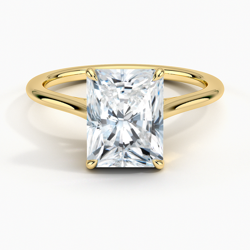 Petite Four Prong Solitaire Radiant Moissanite Ring