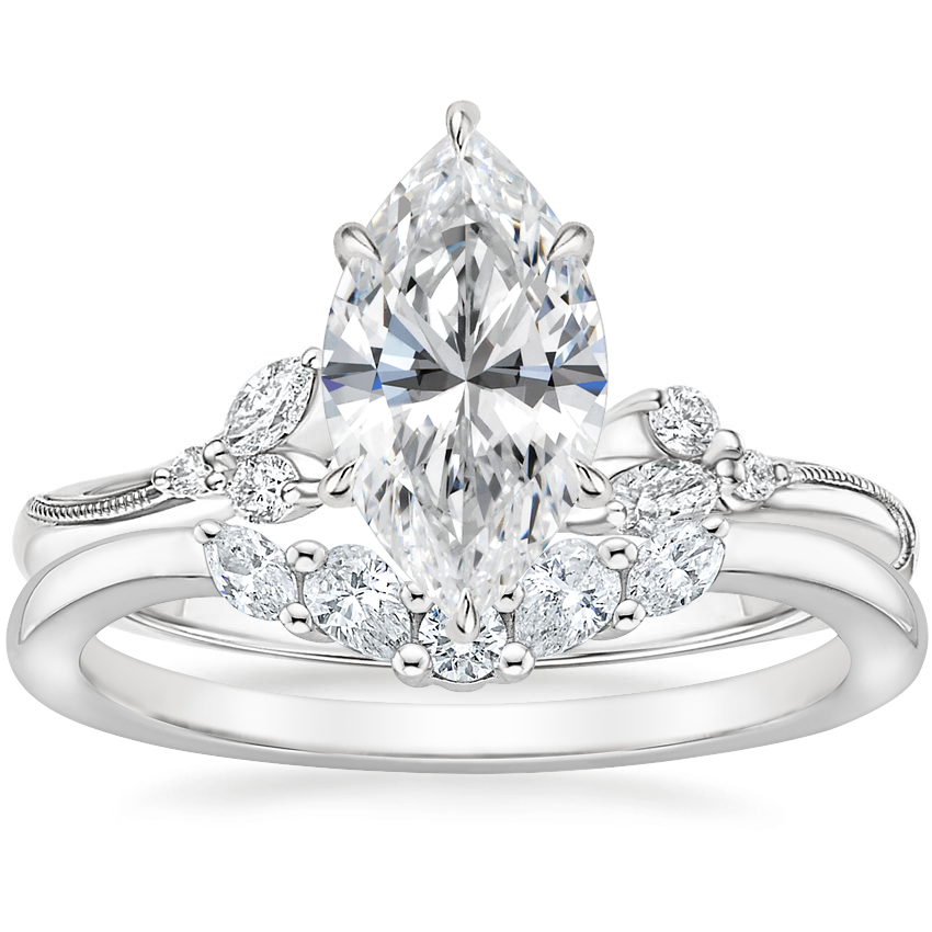 Petite Marquise Cut Moissanite Engagement Ring