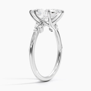 Petite Marquise Cut Moissanite Engagement Ring