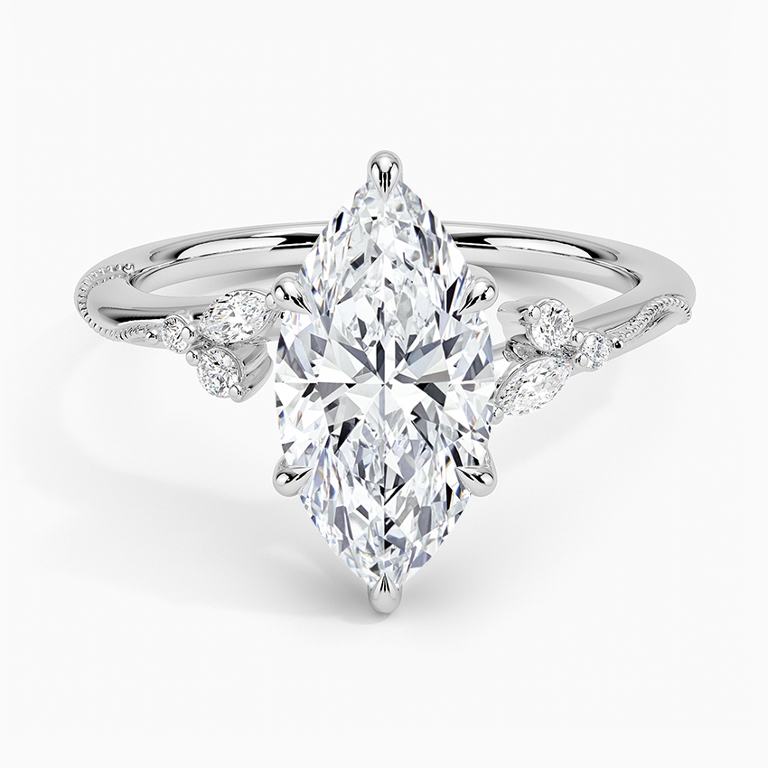 Petite Marquise Cut Moissanite Engagement Ring