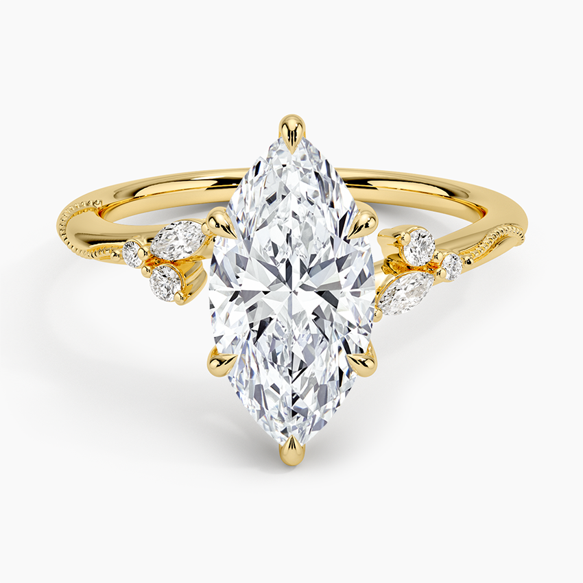 Petite Marquise Cut Moissanite Engagement Ring