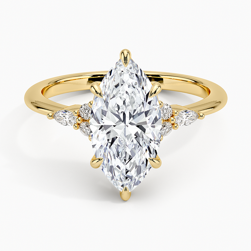 Petite Marquise Moissanite Engagement Ring with Accent Stones