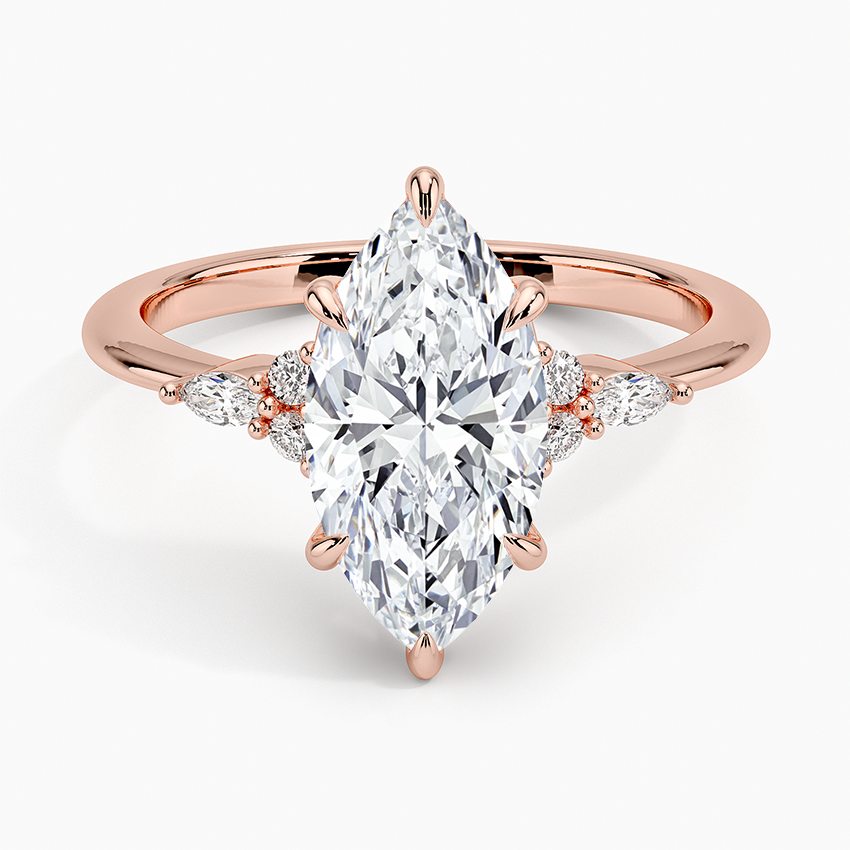 Petite Marquise Moissanite Engagement Ring with Accent Stones