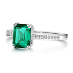 Petite Micropavé Emerald-Cut Emerald Ring