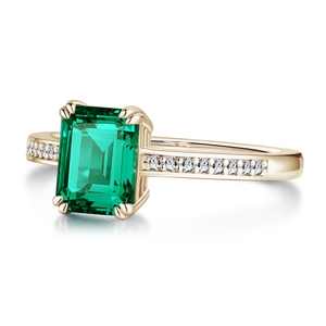 Petite Micropavé Emerald-Cut Emerald Ring