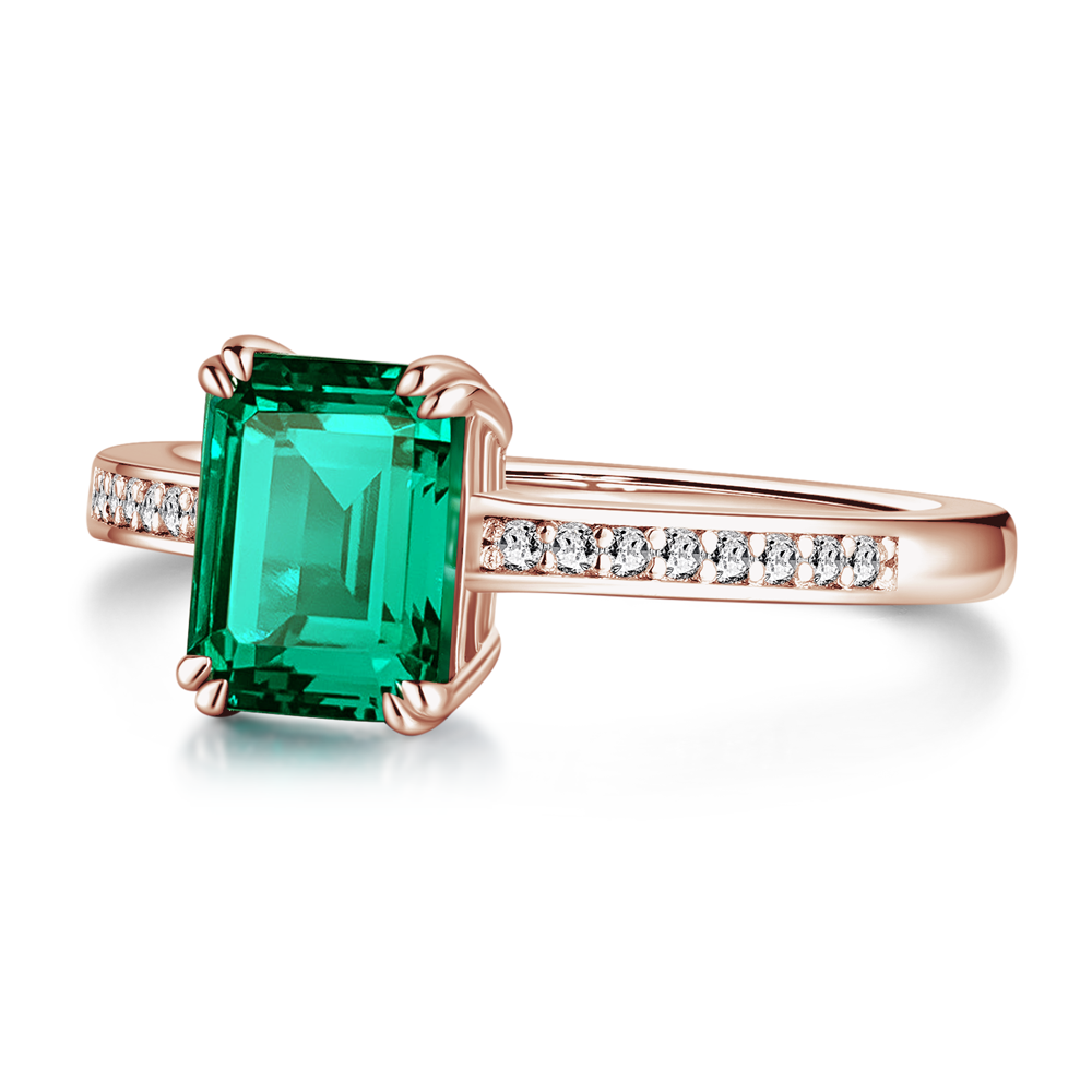 Petite Micropavé Emerald-Cut Emerald Ring