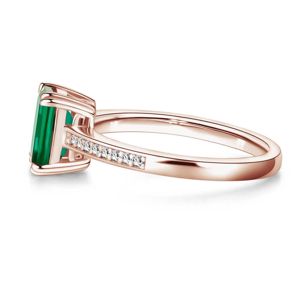 Petite Micropavé Emerald-Cut Emerald Ring