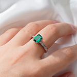 Petite Micropavé Emerald-Cut Emerald Ring