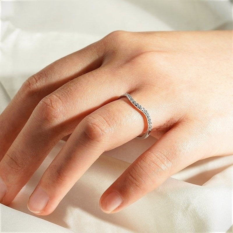 Petite Pavé Français Moissanite Wedding Band